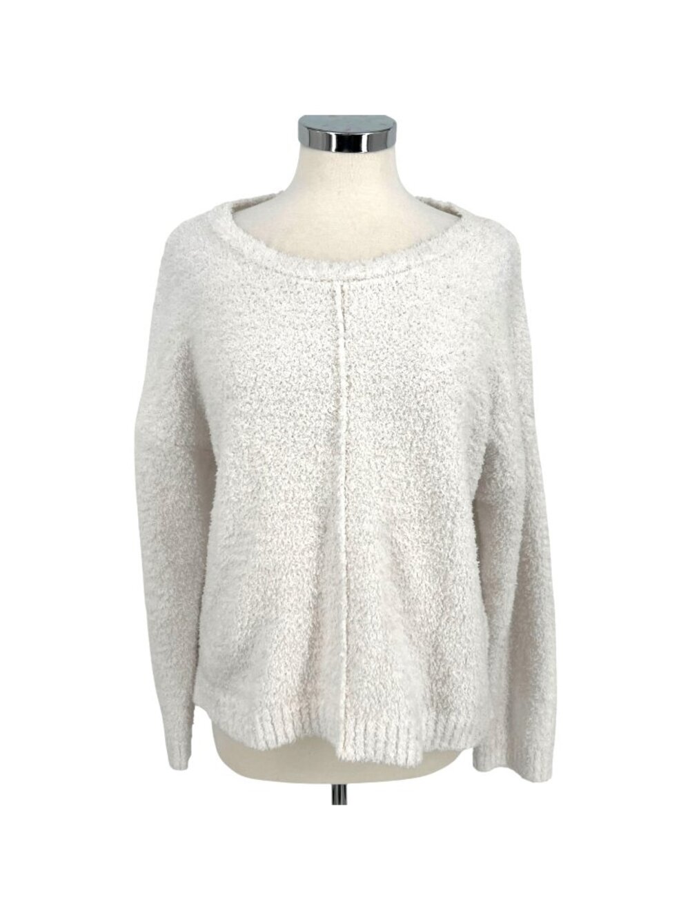 Studio B By Bobeau White Textured Knit Sweater Cozycore Loungewear Size XL